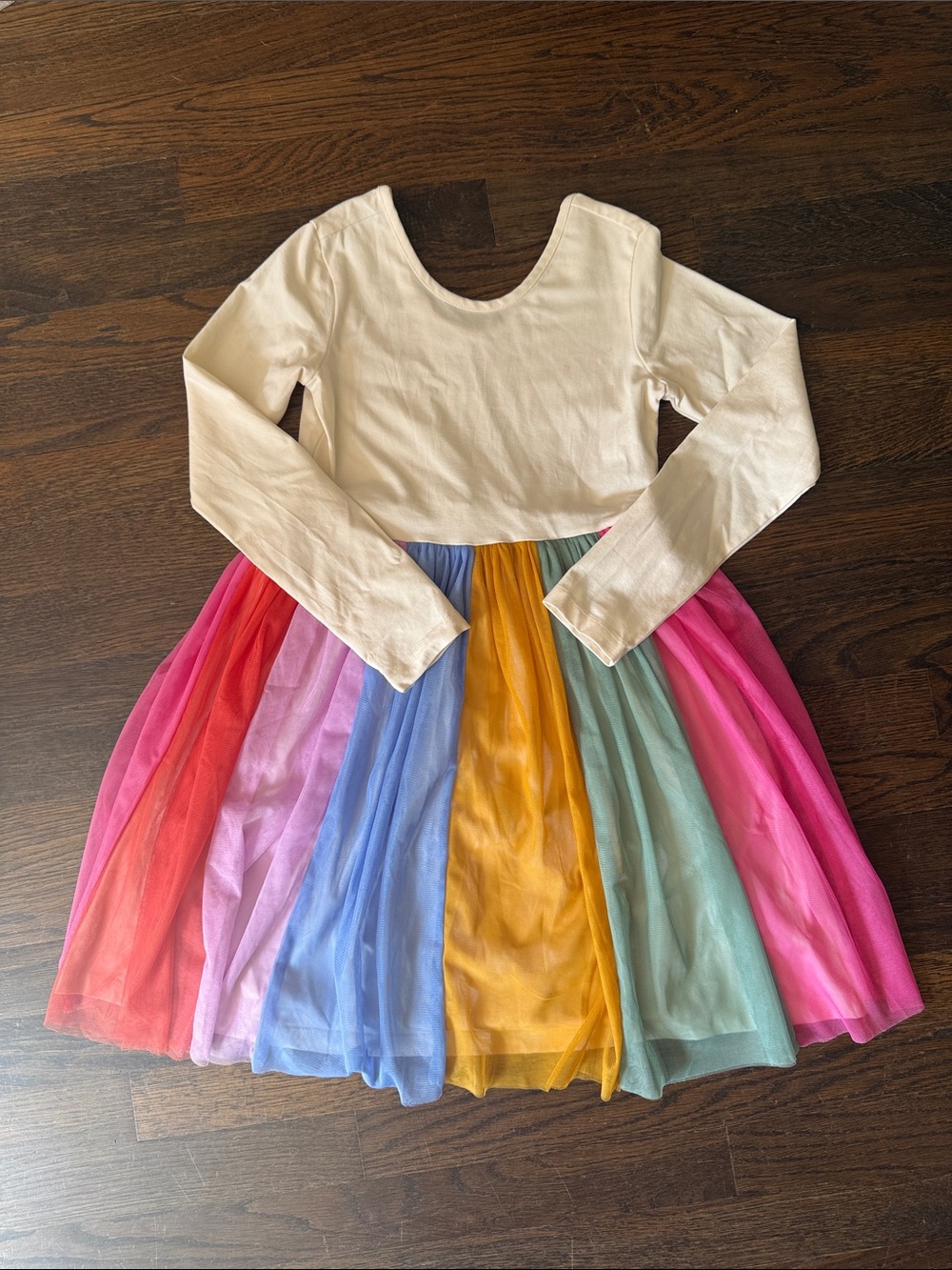 Hanna Andersson Cream Top Rainbow Tulle Skirt Dress